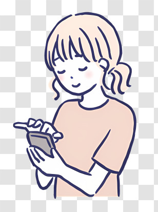 Cartoon Illustration - Cartoon Girl Using A Smartphone Transparent PNG