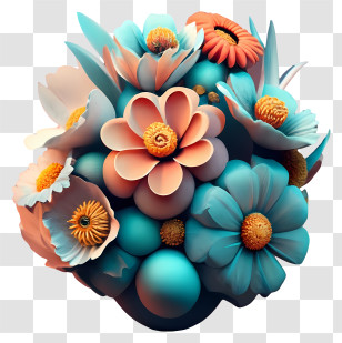 3d Rendering - Colorful Flower Bouquet Transparent PNG