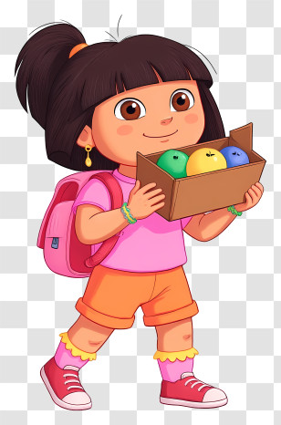 Latina Girl - Girl Carrying A Box Of Apples Transparent PNG