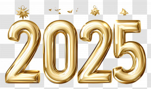 2025 Gold - Golden 2025 Text For Festive Decor Transparent PNG