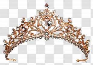 Tiara - Ornate Gold And Jeweled Tiara Transparent PNG