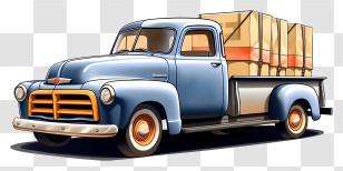 Classic Blue Truck - Vintage Blue Pickup Truck Loaded With Packages Transparent PNG