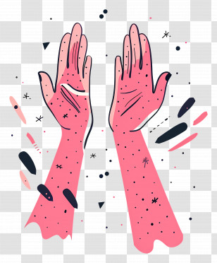Praying Hands Emoji - Artistic Pink Hands Raised In Celebration Transparent PNG