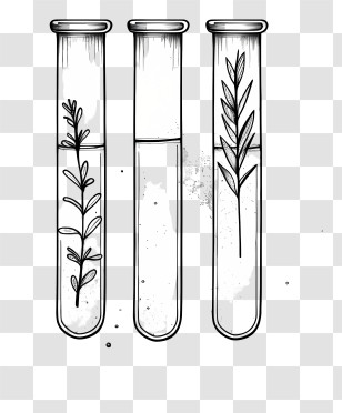 Test Tubes - Black And White Botanical Test Tubes Illustration Transparent PNG