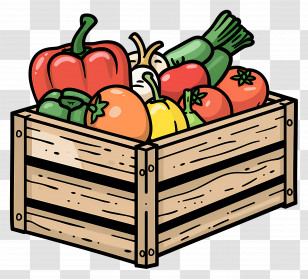 Vegetable Box - Illustration Of Fresh Vegetables In A Crate Transparent PNG