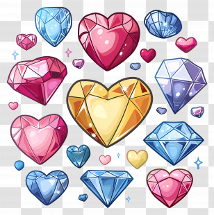 Diamonds - Artistic Heart-Shaped Diamonds Illustration Transparent PNG