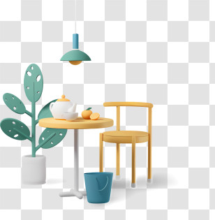 Hanging Lamp - Cozy Dining Table And Chair Transparent PNG