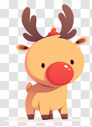 Rudolph - Cute Red-Nosed Reindeer Cartoon Transparent PNG