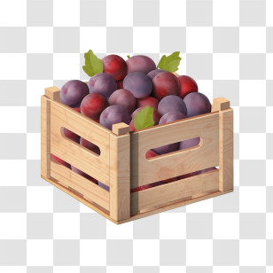 Plums Fruit
 - Wooden Crate Filled With Plums Transparent PNG