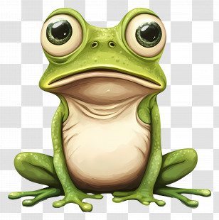 Cute Frog - Wide-Eyed Cartoon Frog Illustration Transparent PNG