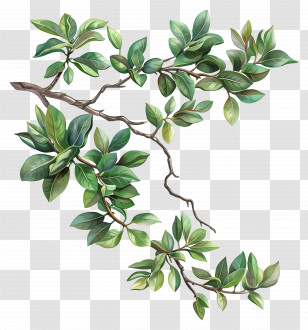 Bush Foliage - Green Leafy Tree Branch Illustration Transparent PNG