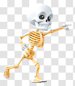 Cute Halloween Character Pointing - Playful Running Skeleton Cartoon Transparent PNG