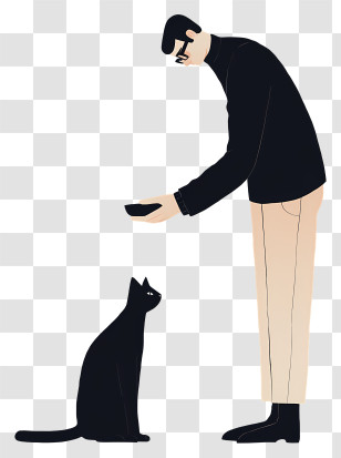 Man Giving Cat Food - Person Feeding A Black Cat Transparent PNG