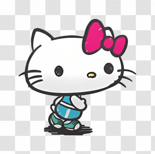 Hello Kitty - Hello Kitty With Pink Bow And Cute Expression Transparent PNG