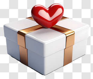 Gift Box - Romantic Gift Box With Heart Decoration Transparent PNG