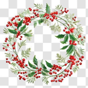 Christmas Holly Berries Wreath
 - Christmas Wreath With Holly And Red Berries Transparent PNG