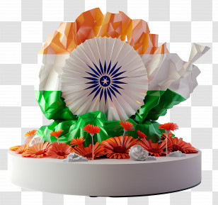 Indian - Indian Flag With Flowers Transparent PNG