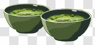 Palak Paneer - Two Green Tea Bowls Illustration Transparent PNG