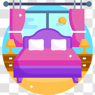 Sleeping Room - Purple Bed In Cozy Bedroom Transparent PNG