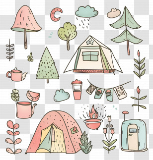 Summer Camp - Cute Camping Doodles Transparent PNG