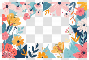Floral Frame - Colorful Floral Border Frame Design Transparent PNG