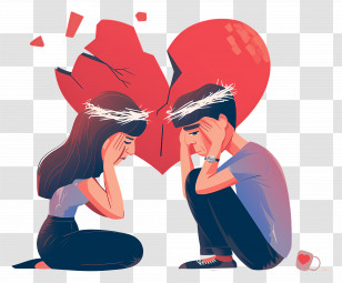Couple Divorce - Sad Couple With Broken Heart Transparent PNG