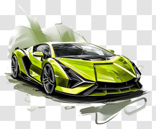 Lamborghini Sian - Dynamic Green Supercar Artwork Transparent PNG