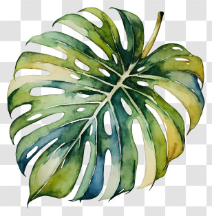 Monstera Leaf - Green Tropical Monstera Leaf Illustration Transparent PNG