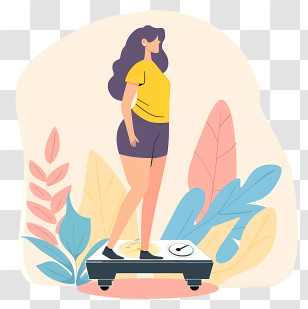 Slim Woman Standing - Woman Standing On Scale Transparent PNG