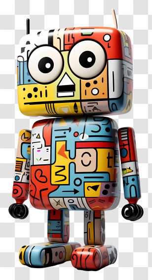 Cartoon Toy - Colorful Robot With Geometric Patterns And Artistic Design Transparent PNG