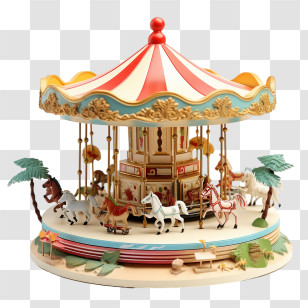 National Merry Go Round Day - Vintage Carousel With Horses Transparent PNG