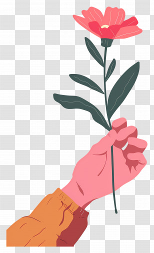 World Kindness Day - Hand Holding A Flower In Artistic Illustration Transparent PNG