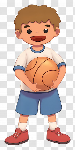 School Boy - Boy Holding Basketball Cartoon Illustration Transparent PNG