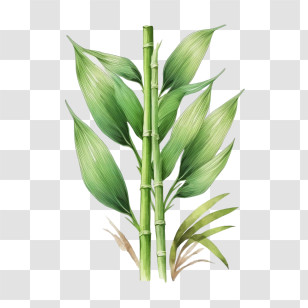Watercolor Sugarcane
 - Green Bamboo Plant Illustration Transparent PNG