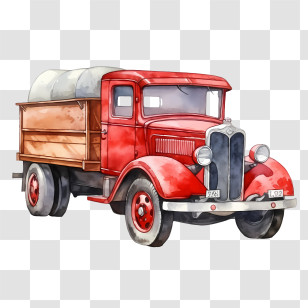 Vintage Truck - Red Vintage Truck Illustration For Nostalgic Style Transparent PNG