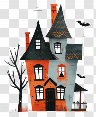 Haunted House - Cartoon Haunted House For Halloween Transparent PNG
