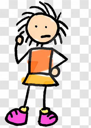 Cartoon Character - Stick Figure With Orange Dress Transparent PNG