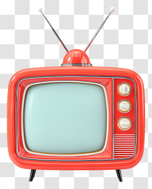 Retro Tv With Antenna - Red Retro TV With Antenna Transparent PNG