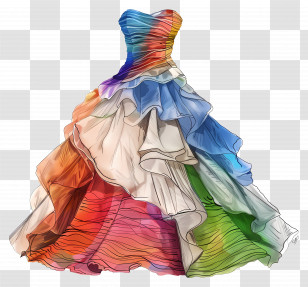 Wedding Party Dress - Elegant Colorful Gown With Ruffles Transparent PNG