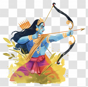 Dussehra - Archer With Bow And Arrow Illustration Transparent PNG