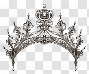 Tiara - Elegant Ornate Silver Crown With Intricate Details Transparent PNG