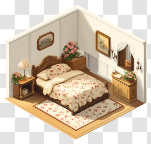 Bedroom - Floral Cozy Bedroom Transparent PNG