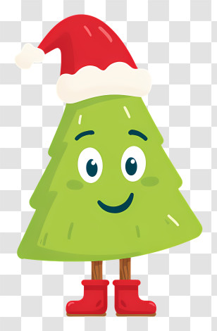 Cute Christmas Tree - Smiling Christmas Tree Character Transparent PNG