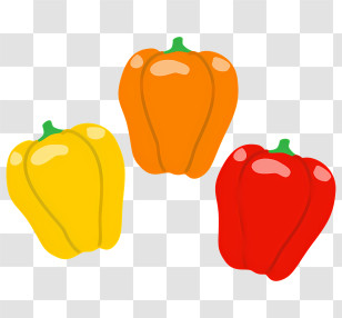 Food Elements - Colorful Bell Peppers In Red, Yellow, And Orange Transparent PNG