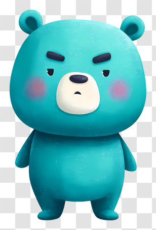 Cute Turquoise Cartoon Bear - Grumpy Turquoise Bear Transparent PNG