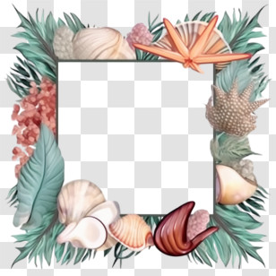 Seashell Frame
 - Seashell-Themed Picture Frame Decoration Transparent PNG
