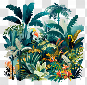 Rainforest - Vibrant Tropical Jungle Of Exotic Plants Transparent PNG
