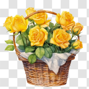 Yellow Rose
 - Basket Of Yellow Roses Transparent PNG