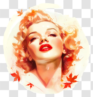 Marilyn Monroe - Glamorous Woman With Red Lips Transparent PNG