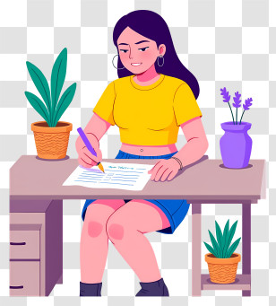 Student Writing Homework - Woman Writing At Desk Transparent PNG